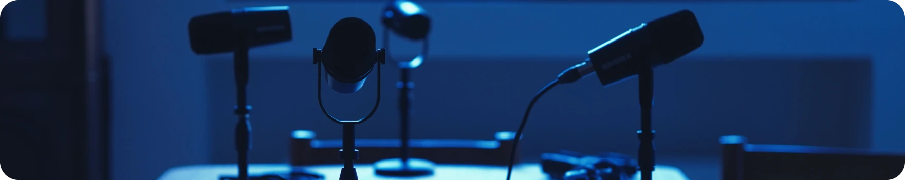 Studio microphones in blue light
